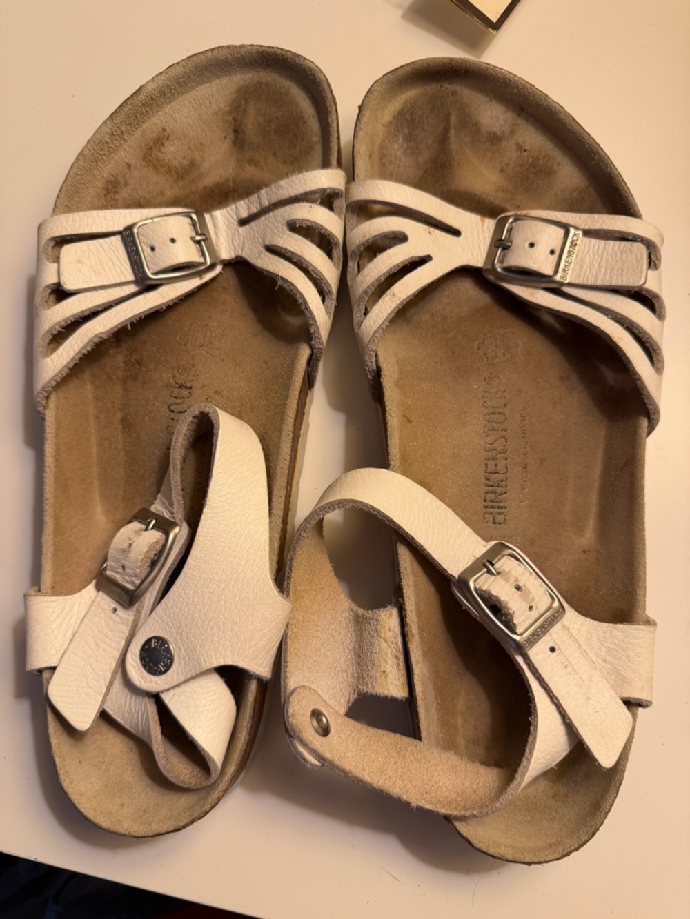 Birkenstock white leather Bali ankle strap sandal 42